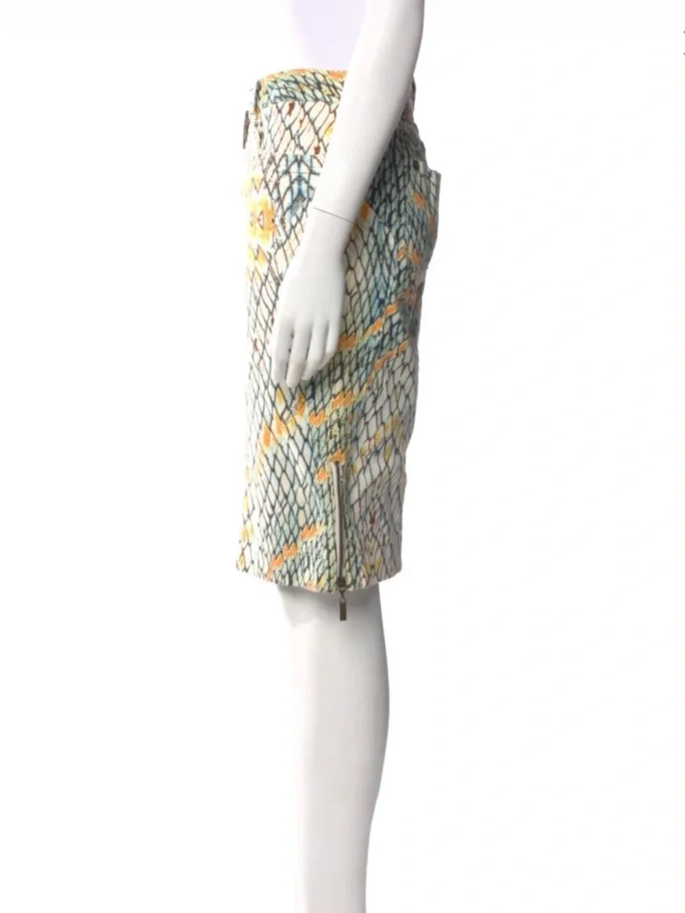 Just Cavalli Blue Python Printed Midi Denim Skirt - Picture 2 of 5